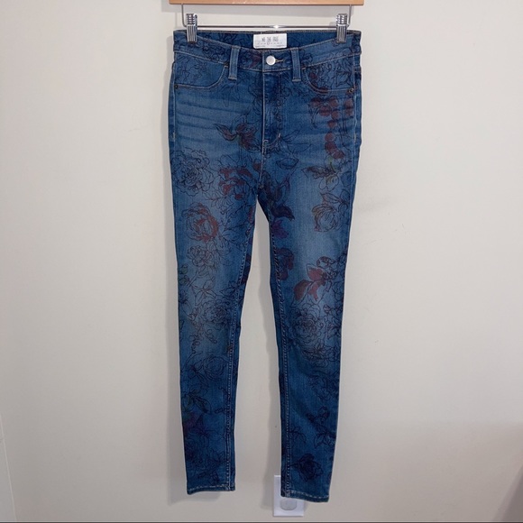 Free People Denim - Free People Floral Print High Rise Skinny Jeans 27